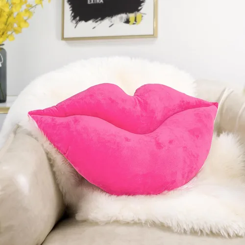 AELS Almohadas de labios grandes 3D de terciopelo suave, almohadas decorativas, lindas almohadas de 24 x 12 pulgadas para sofá, cama, sala de estar,