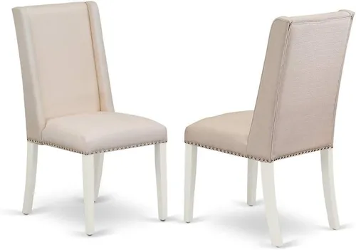 Miniatura 4 de East West Furniture HLFL3-LWH-01 Juego de mesa de comedor de 3 piezas contiene una mesa de cocina redonda con pedestal y 2 sillas de comedor Parson
