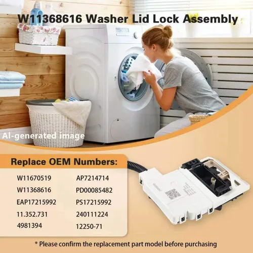 Miniatura 4 de W11368616 Conjunto de bloqueo de tapa de arandela, reemplaza W11670519, AP7214714 para Whirlpool & Maytag, reemplazo del pestillo de puerta