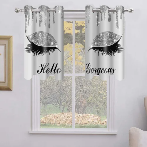 Miniatura 46 de Hello Gorgeous - Cortina de pestañas de unicornio, para oscurecer la habitación, con aislamiento térmico, con ojales, para decoración de dormitorio