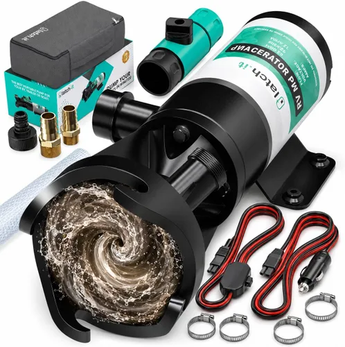 Miniatura 7 de LATCH.IT Bomba de agua para caravana RV de 12V Bomba de agua para autocaravana de 5,5 GPM 50 PSI Bomba de agua de 7 amperios 12V Bomba de agua