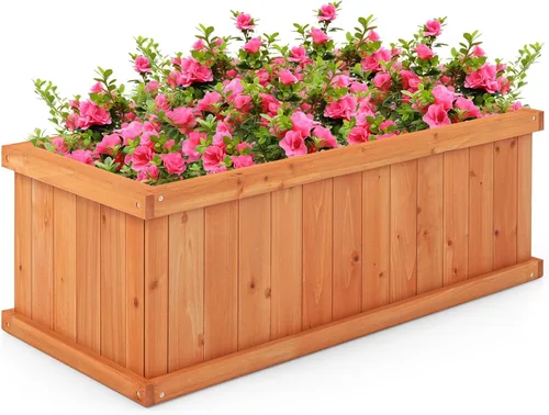 Miniatura 15 de Giantex Jardinera elevada para jardín o vegetales, maceta montada en ventana para jardín, caja de madera para plantar, 40 x 12 x 12 pulgadas