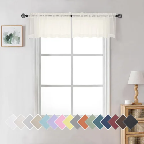 Miniatura 180 de Aiyufeng 2 paneles de cenefa transparente negra de 14 pulgadas de largo, cortinas cortas negras transparentes para dormitorio, cortinas de cocina