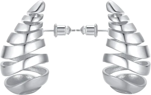 Miniatura 20 de Aretes de aro de oro gruesos para mujer, ligeros, con forma de gota de agua, aretes de aro abiertos y huecos en forma de lágrima, plata y oro