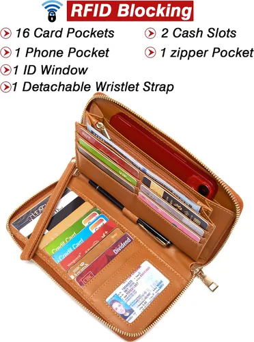 Miniatura 3 de YZAOLL Monederos para mujer de piel sintética mediana con bolsa de muñeca a juego