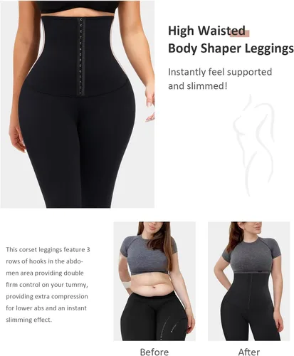 Miniatura 4 de FeelinGirl High Waisted Leggings Tummy Control for Women Corset Waist Trainer Thigh Slimming Compression Yoga Pants