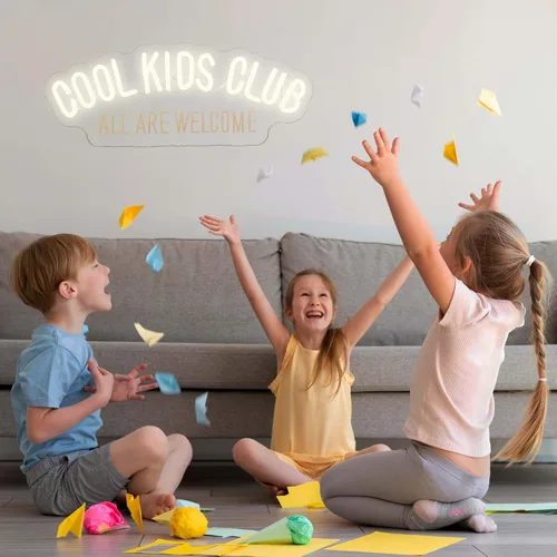 Miniatura 4 de Letrero de neón Cool Kids Club, luz de neón All Are Welcome hecha a mano, luz LED de neón para habitación de bebé, luces de neón USB regulables