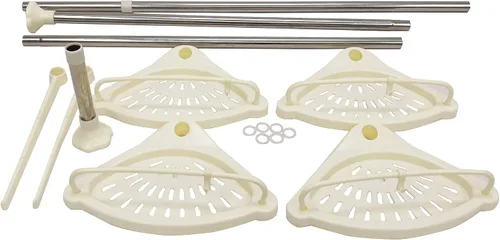 Miniatura 9 de FixtureDisplays® Juego de 2 bandejas de almacenamiento de tensión para bañera y ducha con barra fija de acero inoxidable de 3.3-10 pies de altura