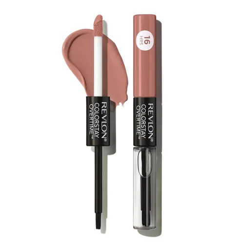 Miniatura 18 de Revlon - Lápiz labial líquido Overtime con brillo de labios transparente, maquillaje facial ColorStay, doble extremo con vitamina E en ciruela/baya