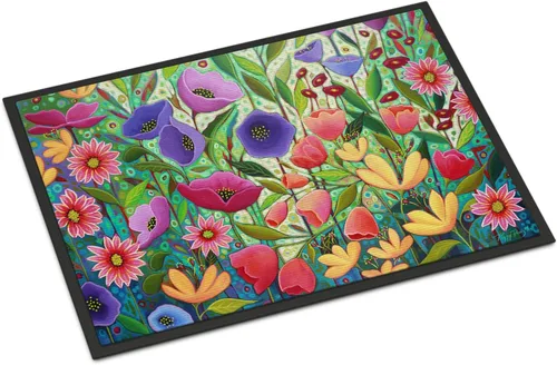 Caroline's Treasures PPD3013JMAT - Felpudo de 24 x 36 pulgadas, diseño de flores de jardín encantado, para interiores y exteriores, para entrada,