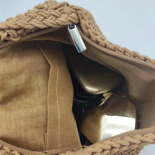 Miniatura 4 de Bolso de hombro de algodón hecho a mano para mujer, con solapa, con flecos, con borlas, tejido a mano, bohemio