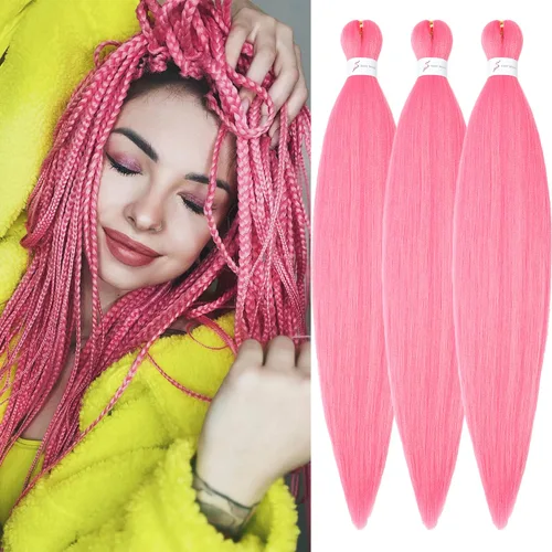Miniatura 25 de Cabello trenzado preestirado negro natural, cabello largo trenzado de 32 pulgadas, 8 paquetes de extensiones de cabello trenzado profesional