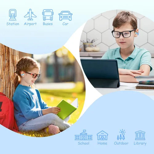 Miniatura 8 de BANIGIPA Auriculares Inalámbricos Verdaderos para Niños, Audífonos Bluetooth 5.4 de Oído Abierto para Niños, Niñas y Adolescentes, Ligeros y Azul