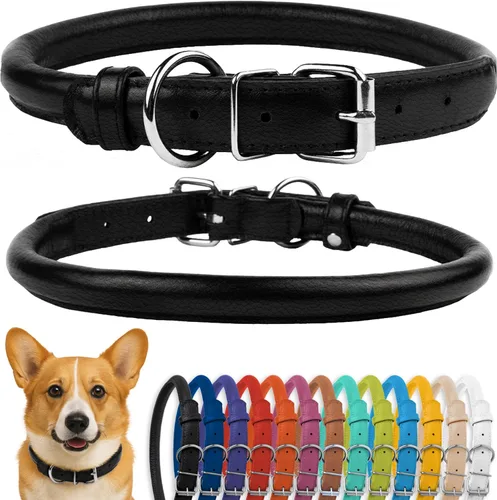 Miniatura 43 de CollarDirect Collar de perro con tachuelas, collares de cuero para mascotas para perros pequeños, medianos y grandes, acolchado suave, marrón, negro