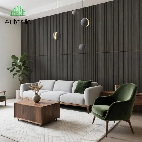Miniatura 5 de Paneles de sonido de chapa de madera, paquete de 10 paneles de pared de 47.2 x 23.6 pulgadas, paneles acústicos decorativos para paredes, para Nogal