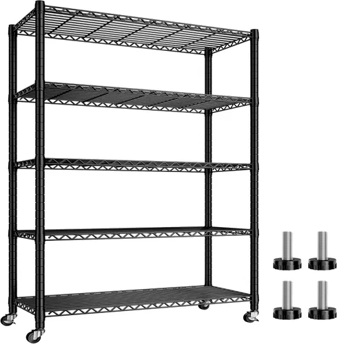 Miniatura 26 de Xcity Estantes de almacenamiento, estantería de metal resistente de 1 nivel, estante de alambre de acero ajustable de 350 libras para comerciales