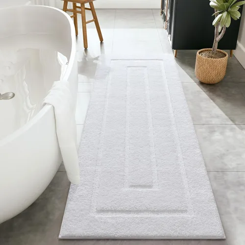 Miniatura 21 de HOMORE Alfombra de baño gris de 24 x 60 pulgadas, suave, absorbente, alfombra de pasillo de baño lavable, alfombras largas antideslizantes