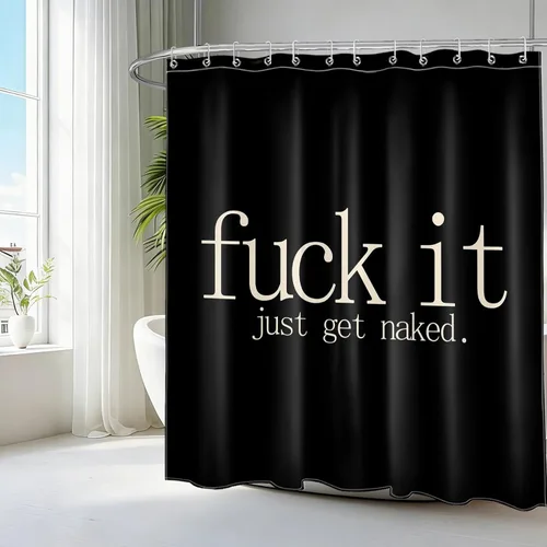 Miniatura 25 de LB Fuck It Get Naked - Cortina de ducha pequeña de 48 x 68 pulgadas, forro de cortina de ducha en blanco y negro, cortina de ducha estrecha