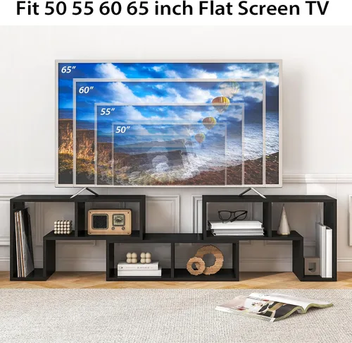 Miniatura 6 de POWERSTONE Soporte para consola de TV, centro de entretenimiento combinado de 3 piezas para TV de 50, 55, 60, 65 pulgadas, moderna estantería