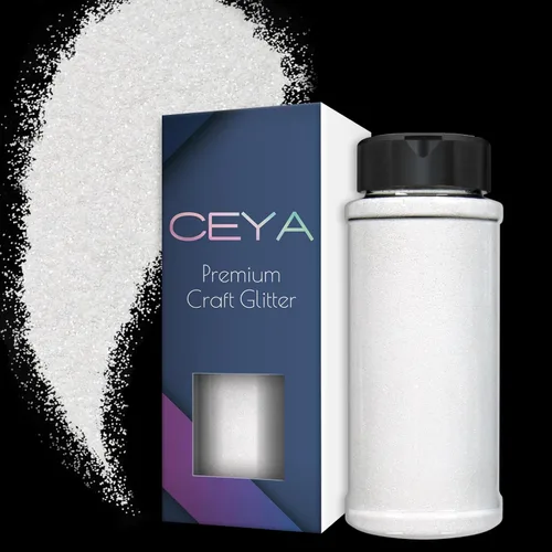 Ceya Purpurina en polvo ultrafina de 3.8 onzas / 3.88 oz con purpurina blanca perla, 1/128 pulgadas, 0.008 pulgadas, 0.008 in para slime, resina