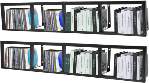 Miniatura 3 de Estantes para DVD de montaje en pared, 2 unidades, organizador de CD y DVD, estante de metal, estante de almacenamiento de medios de almacenamiento