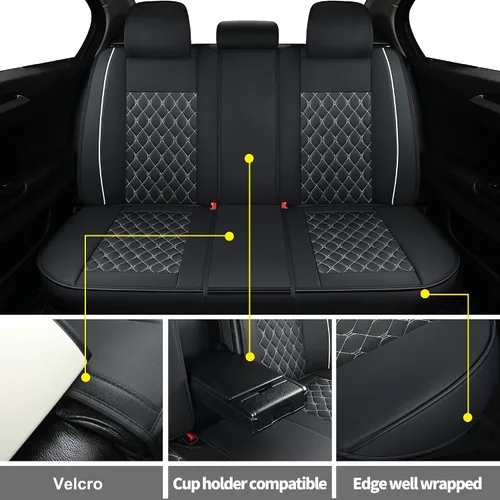 Miniatura 3 de Fundas de asiento delantero de automóvil, ajuste universal para la mayoría de automóviles, SUV, sedanes y camionetas, fundas de cojín de piel Beige