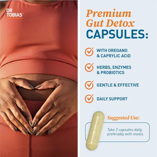 Miniatura 3 de Dr. Tobias Candida Support, complejo de equilibrio de flora intestinal con orégano, ácido caprílico, enzimas y probióticos, apoya la limpieza