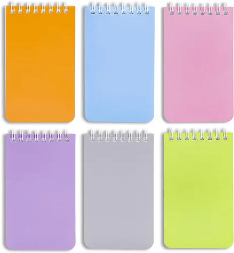 QiCheng 6 paquetes de cuaderno de bolsillo pequeño bloc de notas de bolsillo pequeños cuadernos en espiral 3X5 pulgadas (6-2)