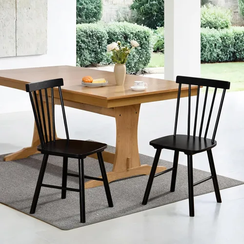 DUHOME Windsor - Juego de 2 sillas de comedor de madera con respaldo de husillo, sillas de cocina de madera para el hogar, cocina, sala de estar,