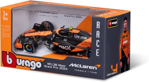 Miniatura 7 de Bburago Escala 1/43 Fórmula 1 McLaren F1 MCL38 Colección Grand Prix de Miami - #4 Lando Norris