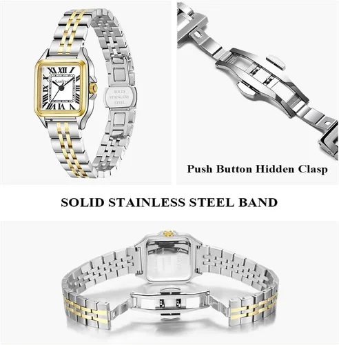 Miniatura 3 de Classic Relojes cuadrados de mujer con números romanos, de vestir, informal