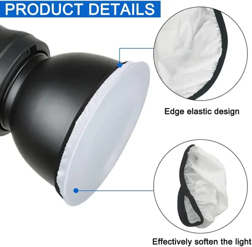 Miniatura 3 de findTop Paquete de 4 calcetines difusores de luz, cubierta elástica universal para lámpara de anillo de luz y fotografía de flash