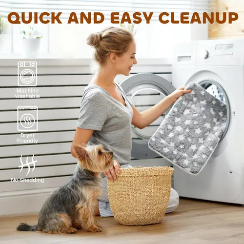 Miniatura 4 de Mora Pets Cama para perros ultra suave con bonito estampado de estrellas, lavable para perros grandes, medianos y pequeños, reversible, forro polar