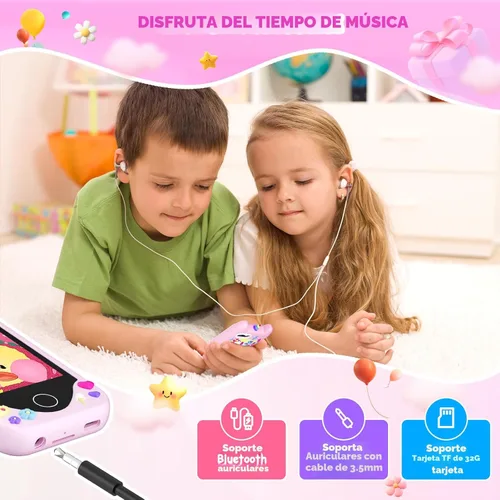 Miniatura 6 de Teléfono inteligente para niñas y niños, juguete de aprendizaje para niños de 3 a 6 años, teléfono con pantalla táctil, cámaras, reproductor