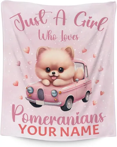 Miniatura 17 de Manta de Pomerania para niñas, tamaño de regazo de 30 x 40 pulgadas, manta de felpa suave y mullida, manta rosa para perro para sala de estar