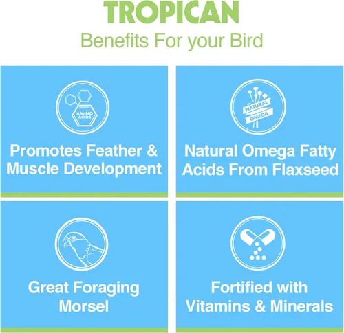 Miniatura 4 de Hagen Tropican - Alimento de loro de alto rendimiento, 3.3 ib. Palitos de loro Hari con maní y semillas de girasol y niveles nutricionales más altos
