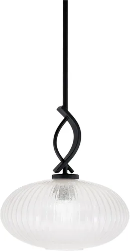 Miniatura 39 de Toltec Lighting Cavella Stem Colgado Mini colgante, acabado grafito, vidrio de muselina blanca de 4 pulgadas