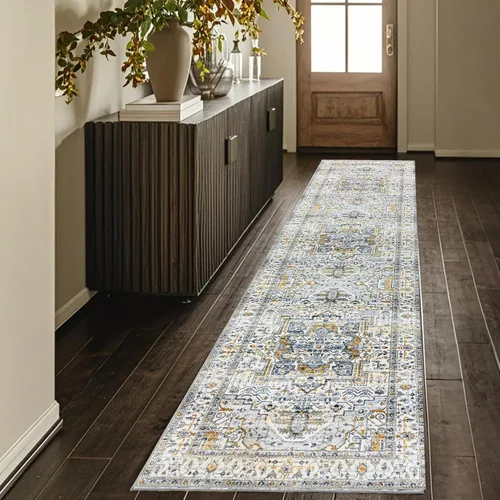 Miniatura 10 de Alfombra lavable para pasillo de 2 x 3: alfombra suave vintage para cocina, baño, lavandería, con respaldo antideslizante, alfombra de piso