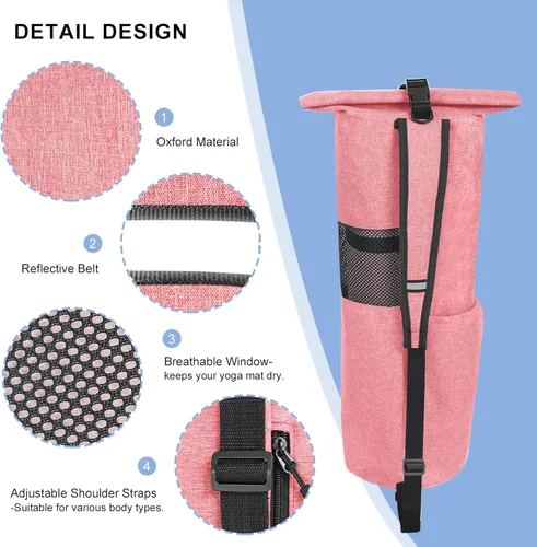 Miniatura 4 de Explore Land Bolsa de almacenamiento para esterilla de yoga Oxford con ventana de malla transpirable y bolsillos grandes