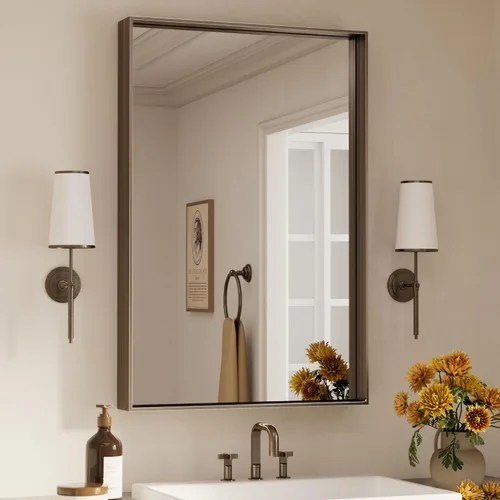 Miniatura 49 de Keonjinn - Espejo rectangular con marco negro para baño de 40 x 30 pulgadas, espejo de pared para sobre el lavabo, espejos de tocador de metal