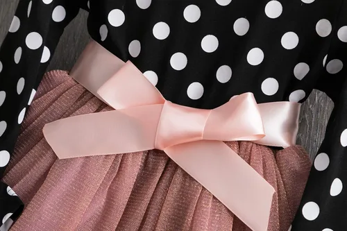 Miniatura 4 de Vestido de fiesta con tutú NNJXD para niña, con lunares, volantes con varias capas, de manga larga