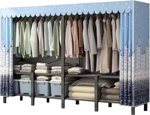 Miniatura 9 de large closets Portable Wardrobe Closet All Steel Frame Closet Standing Clothes Closet No Assembly with Cloth Cover Open Wardrobe Closet Space-saving