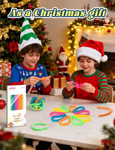 Miniatura 4 de Paquete de 10 juguetes sensoriales para niños – Cuerdas sensoriales elásticas extra gruesas mejoradas para autismo, TDAH, ansiedad – Caja de regalo