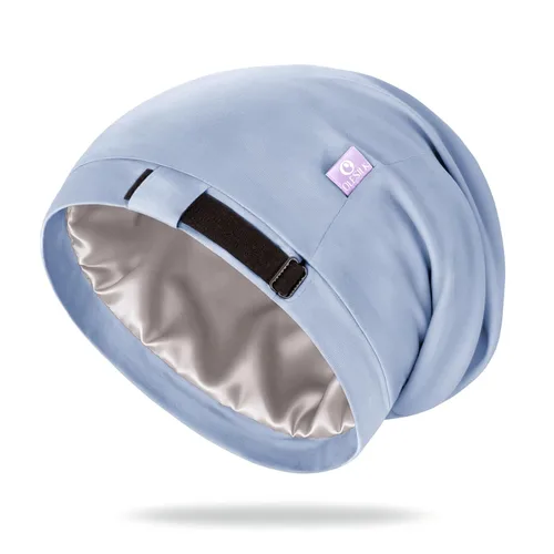 Miniatura 10 de OLESILK Gorro de seda para cabello rizado, gorro de seda para dormir, unisex, mediano, negro