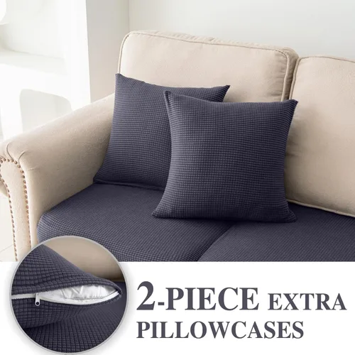 Miniatura 3 de LA MEACK Fundas de Cojines de Sofá para Sofá Seccional en Forma de L Lavables Asiento Separado Chaise Funda de Sofá Fundas Elásticas para Sofá con 2