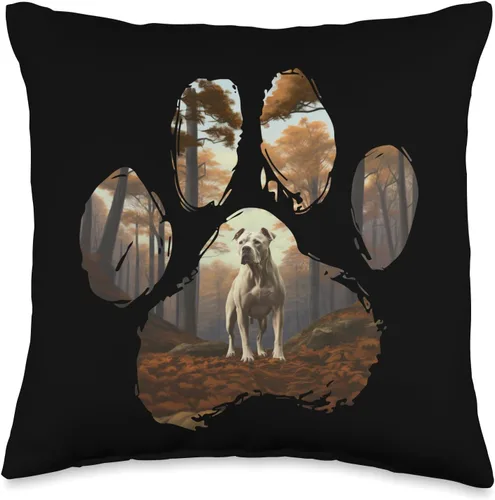 Dogo Argentino Mountain Paw Design Dog Mom Dad Throw Pillow