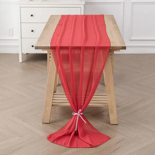 Miniatura 24 de Paquete de 2 caminos de mesa de gasa de 10 pies de 29 x 120 pulgadas, camino de mesa romántico transparente para boda, fiesta de cumpleaños
