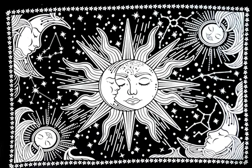 Miniatura 4 de ICC - Tapiz de sol y luna, tapiz de sol blanco y negro, sábana para colgar en la pared, decoración de habitación, tapices estéticos de arte místico
