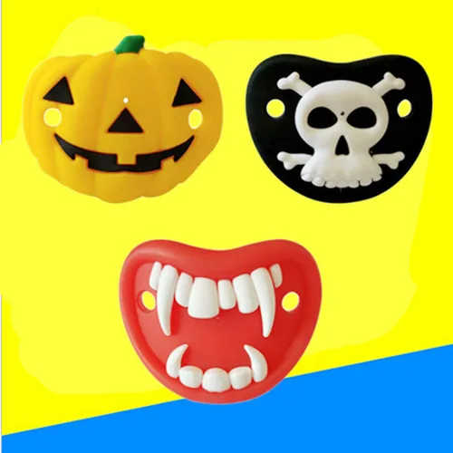 Miniatura 7 de Kisangel Chupetes divertidos con forma de calabaza, esqueleto, vampiros, colmillos, novedad, pezón, bebé, chupete para Halloween, recuerdos de fiesta