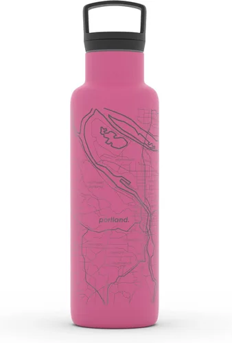 Miniatura 150 de Well Told Botella de agua aislada con mapa de Washington DC grabado, botella de acero inoxidable grabada (21 onzas, blanco) botella aislada de mapa